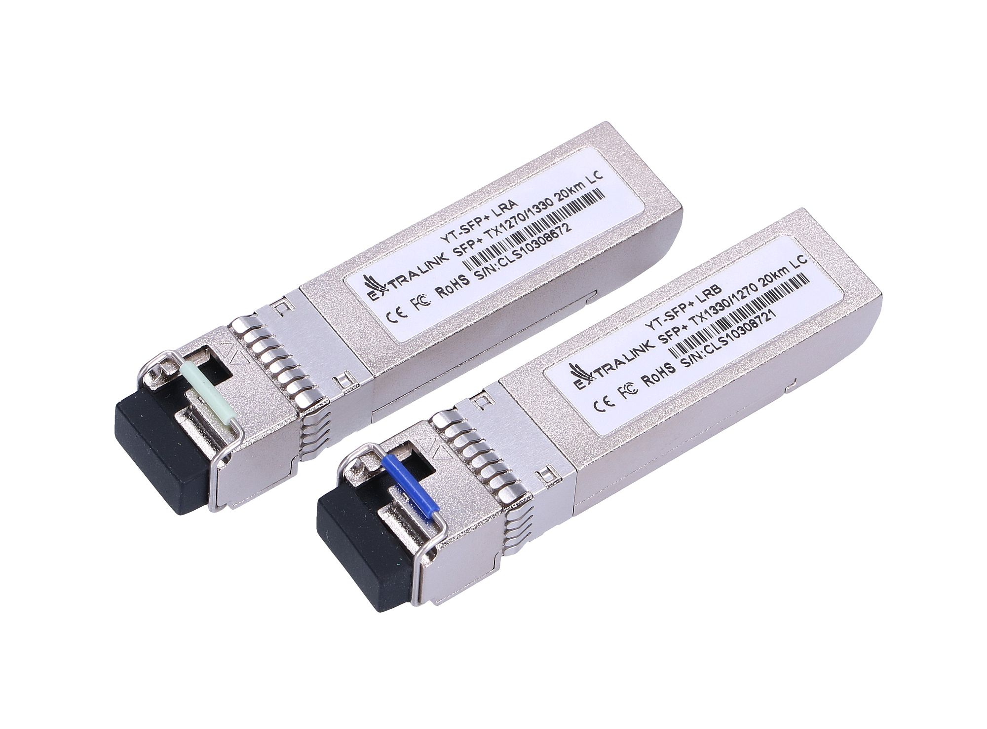 Extralink SFP+ 10G | SFP+ WDM Module | 10Gbps 1270/1330nm, single-mode, 20km, LC, DOM, pair