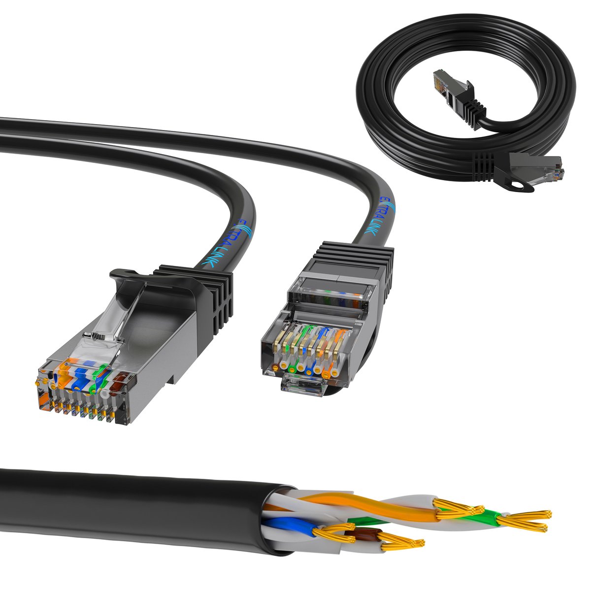 Extralink Cat.5e FTP 3m LAN Patch Cable, Copper Network Cable