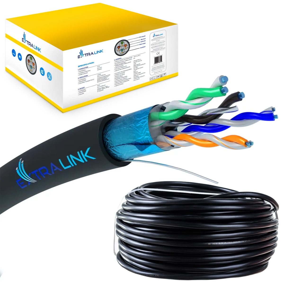 Extralink CAT5E FTP (F/UTP) Outdoor with gel | Twisted pair | 305M