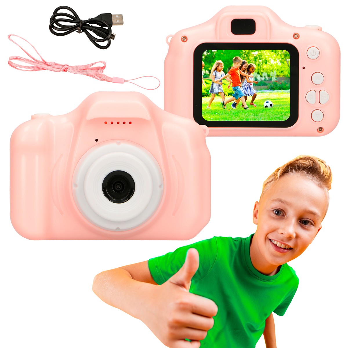 Extralink Kids Camera H20 Pink | Camera | 1080P 30fps, 2.0-inch screen
