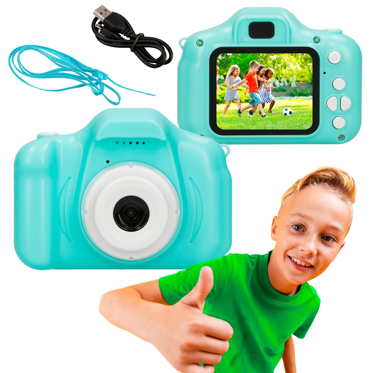 Extralink Kids Camera H20 Blue | Camera | 1080P 30fps, 2.0-inch screen