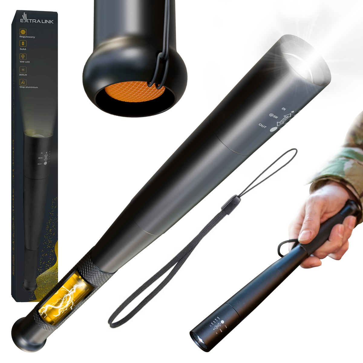 Extralink EFL-1101 Combat | Baseball Bat Flashlight | 10W, 300 lumens