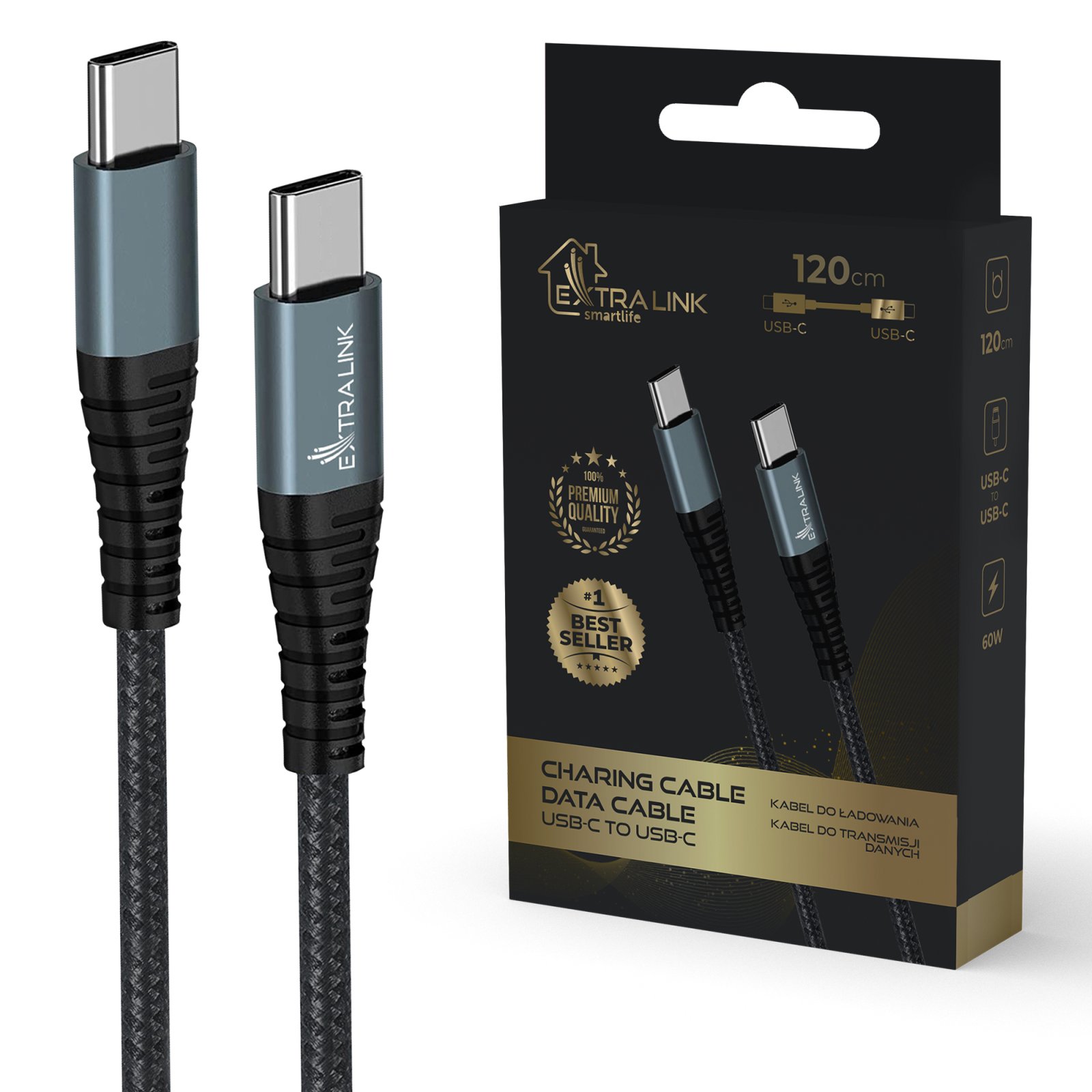 Extralink SMART LIFE CABLE 60W, USB-C