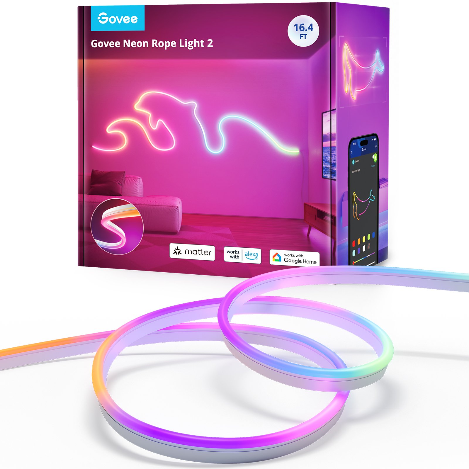 Govee H61D5 Neon Lights 2 5m | Illuminazione a LED | Matter, HomeKit, Google, Alexa, SmartThings
