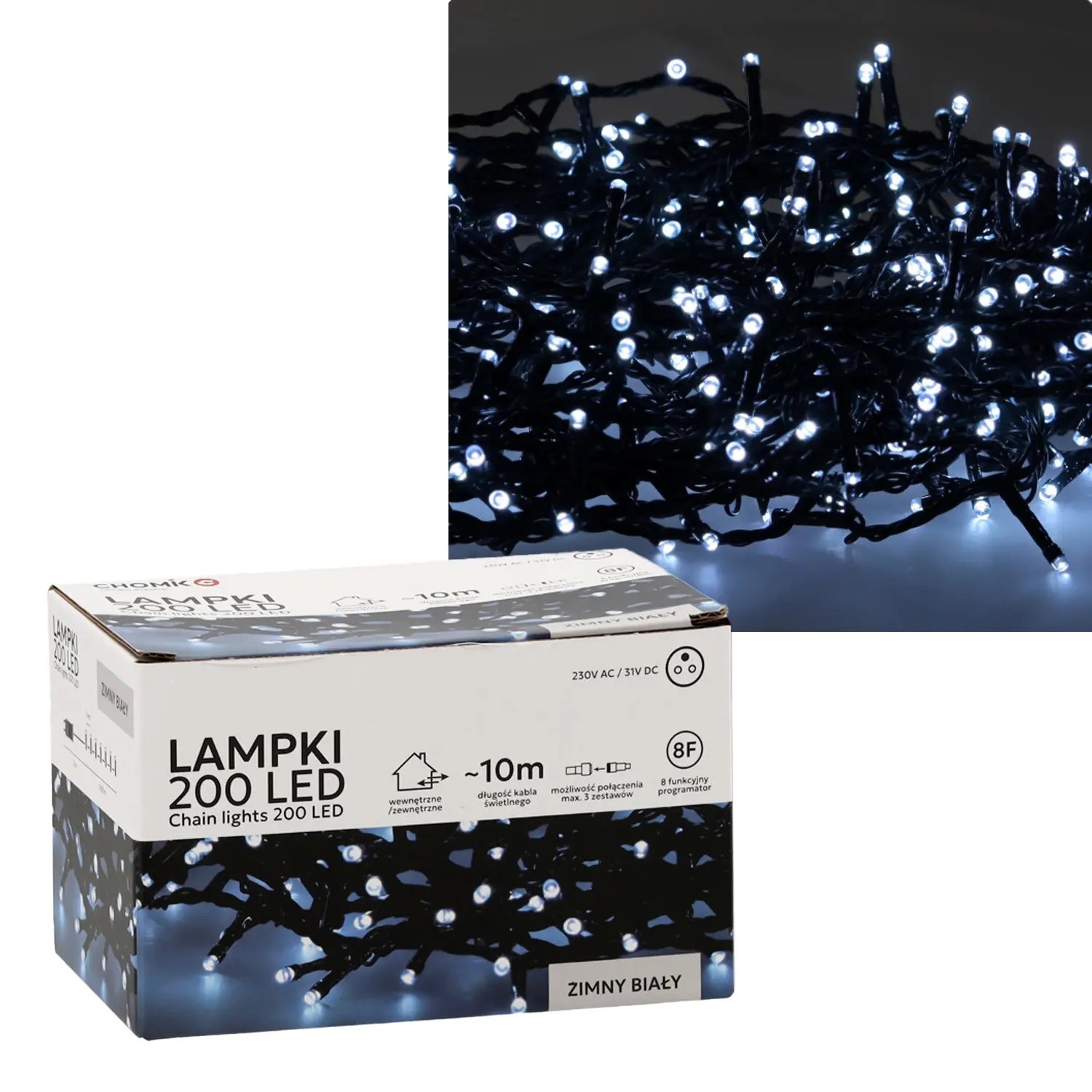 Extralink LED LIGHTS 200L COLD WHITE L 3 + 10 M INDOOR/OUTDOOR *9454