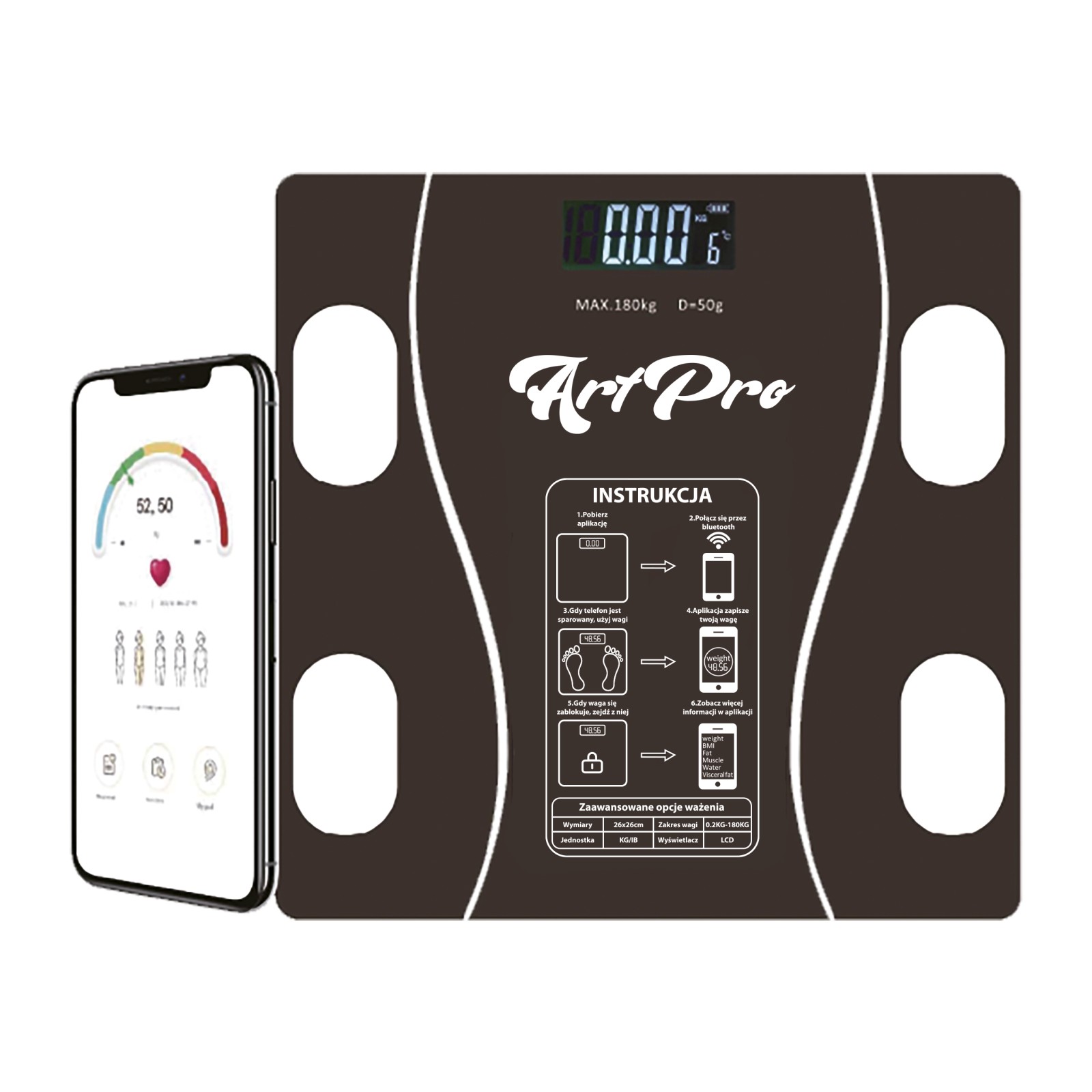Extralink Home, Smart bathroom scale, Bluetooth