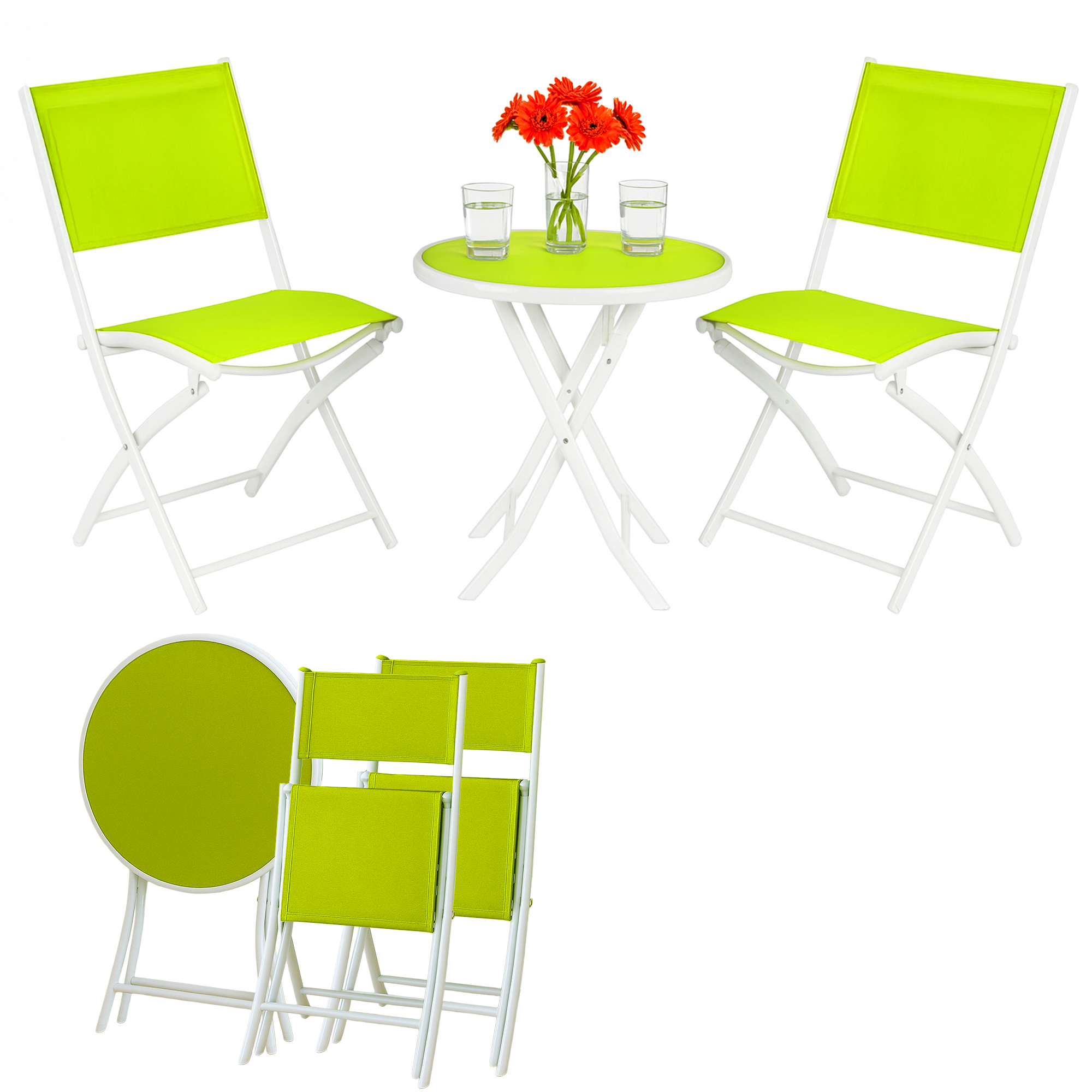 Extralink Small Black Forest garden furniture set, two chairs + white and green table
