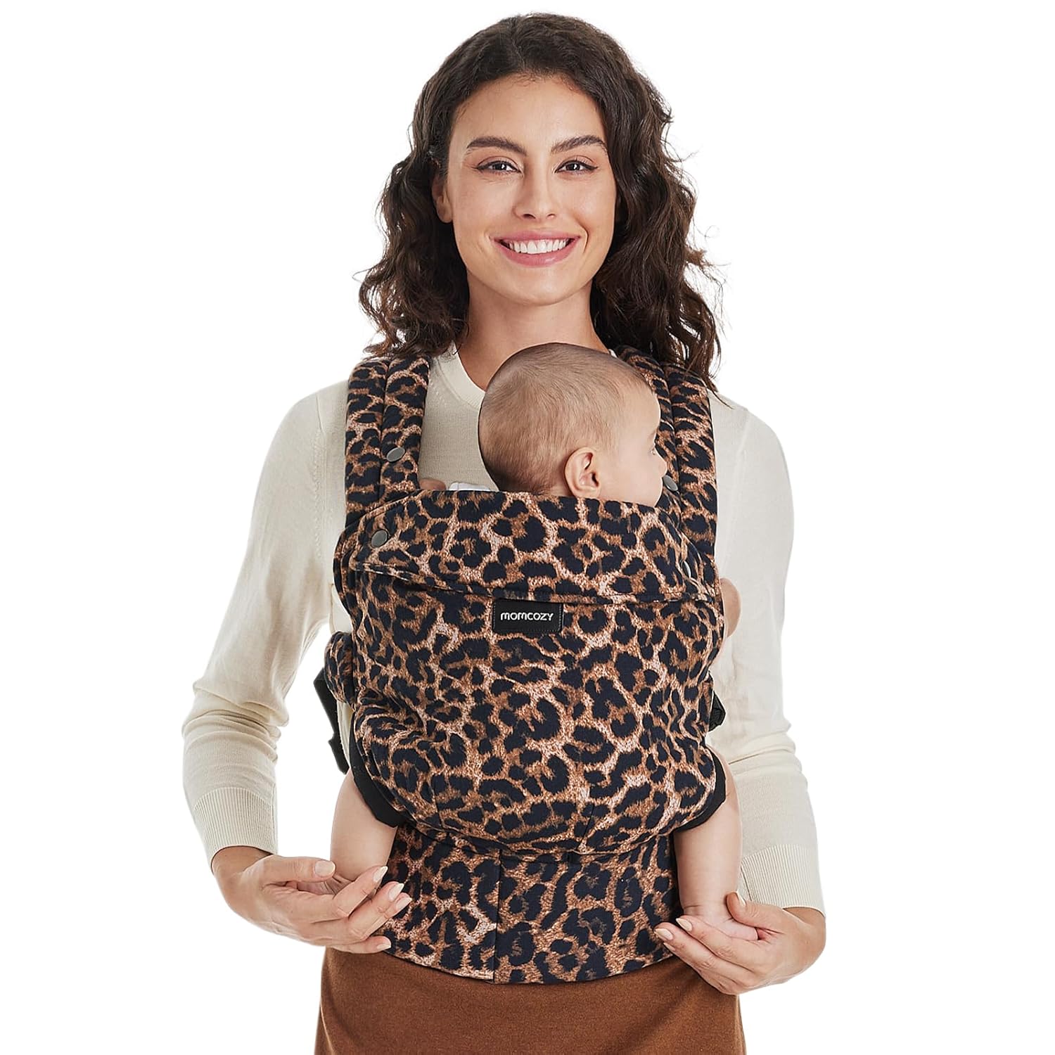 Momcozy BC001 Baby Carrier Newborn to Toddler Cotton Leopard | Baby Carrier | Cotton, from newborn to toddler, leopard print