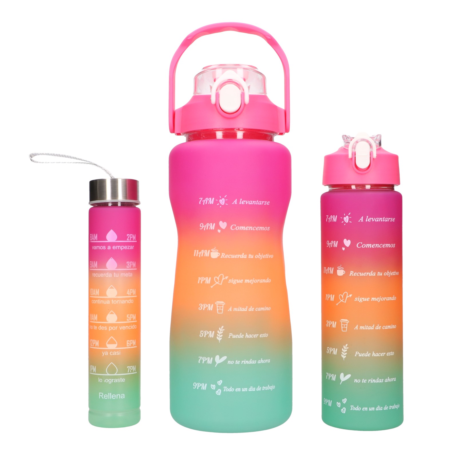 Extralink MOTIVATIONAL BOTTLE 3W1 SET RED-ORANGE 2000ML+900ML+300ML