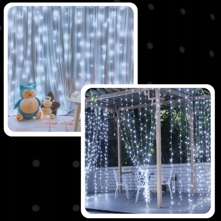 EXTRALINK KURTYNA ŚWIETLNA 300 LED ZIMNE 3X3 ŚWIĄTECZNE CHOINKOWE GIRLANDA 5V USB