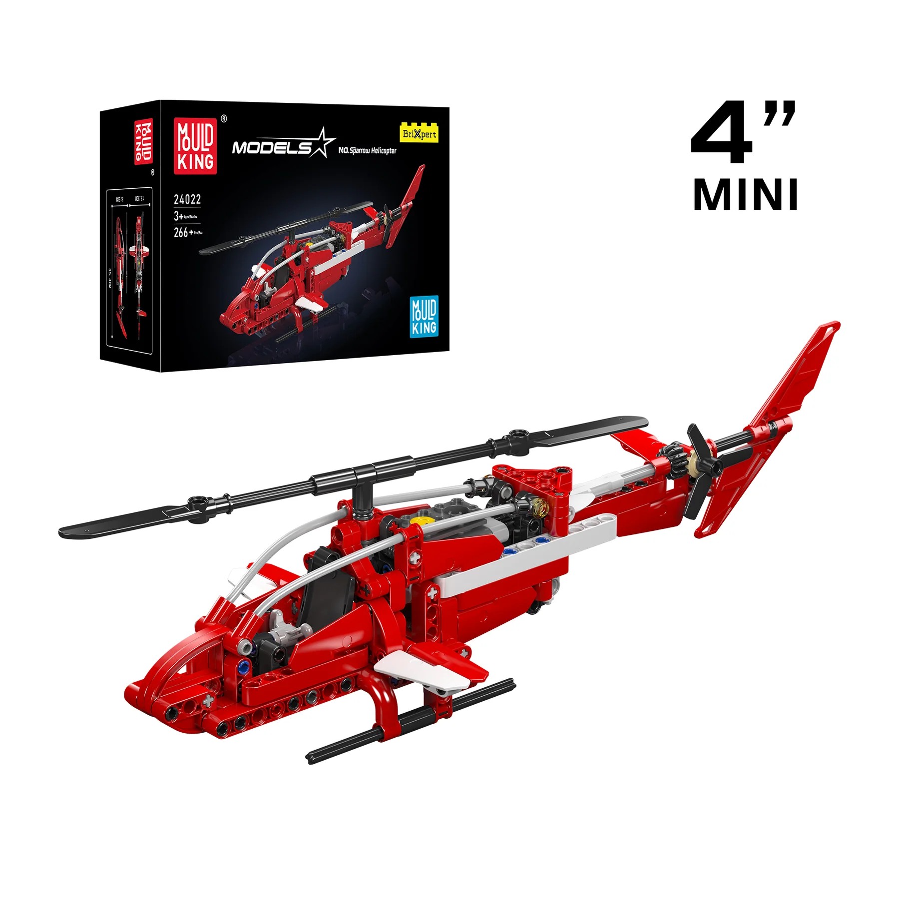Mould King Sparrow Helicopter 24022 | Zestaw klocków | 266 elementów