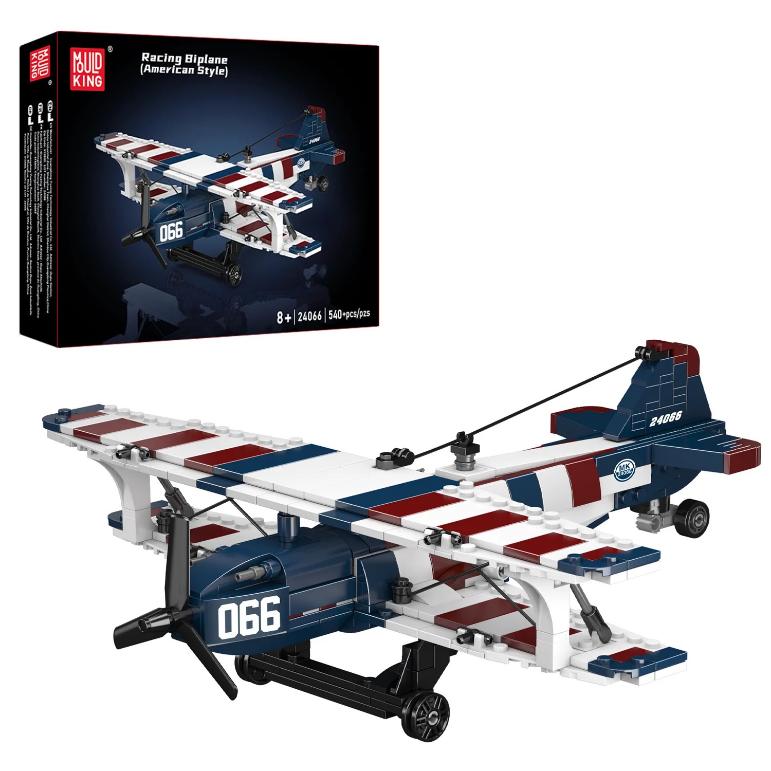 Mould King Racing Biplane - American Style 24066 | Zestaw klocków | 540 elementów